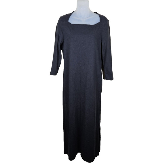 Peruvian Connection Dress Size Medium Pima Cotton Midi Maxi Black Casual Stretch - Picture 1 of 13